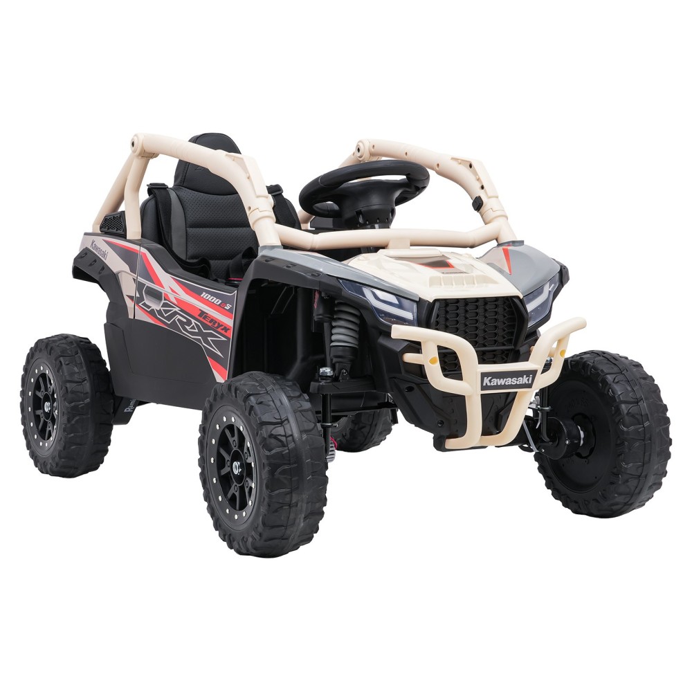 JOKO Elektrické autíčko Buggy Kawasaki TERYX KRX1000, penové kolesá, kožené sedadlo, béžové