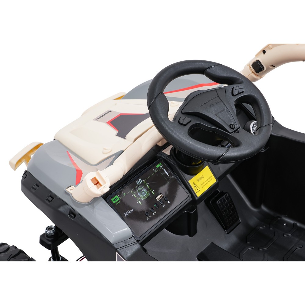 JOKO Elektrické autíčko Buggy Kawasaki TERYX KRX1000, penové kolesá, kožené sedadlo, béžové