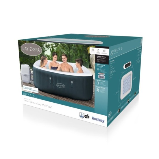 BESTWAY 6002U Nafukovacia Vírivka Jacuzzi Lay-Z-Spa IBIZA AirJet pre 6 osôb