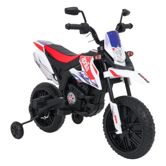 JOKO Elektrická Motorka Aprilia RX, kožené sedadlo, penové kolesá, biela
