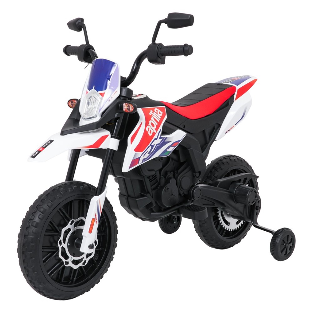 JOKO Elektrická Motorka Aprilia RX, kožené sedadlo, penové kolesá, biela