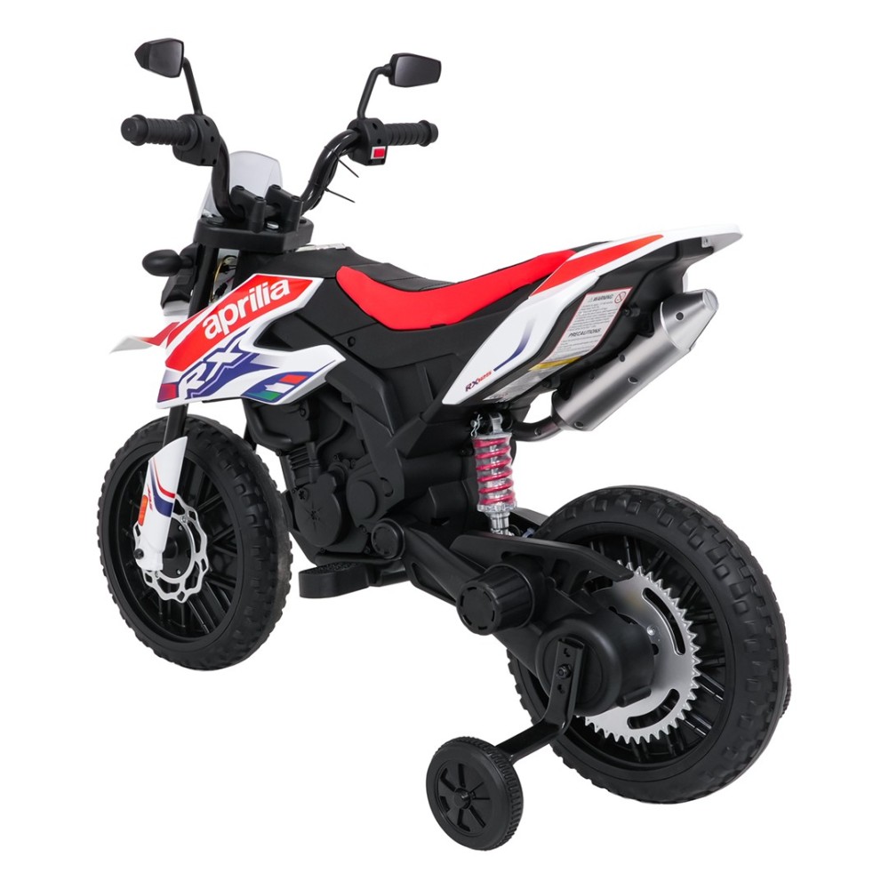 JOKO Elektrická Motorka Aprilia RX, kožené sedadlo, penové kolesá, biela