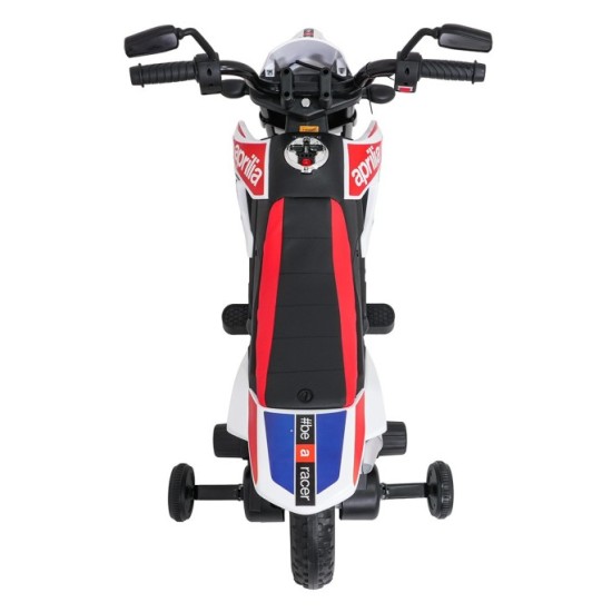 JOKO Elektrická Motorka Aprilia RX, kožené sedadlo, penové kolesá, biela