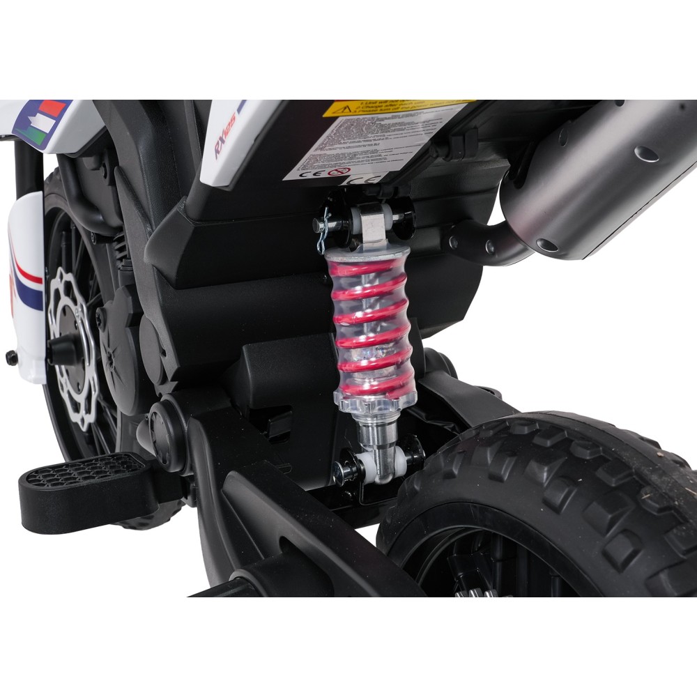 JOKO Elektrická Motorka Aprilia RX, kožené sedadlo, penové kolesá, biela