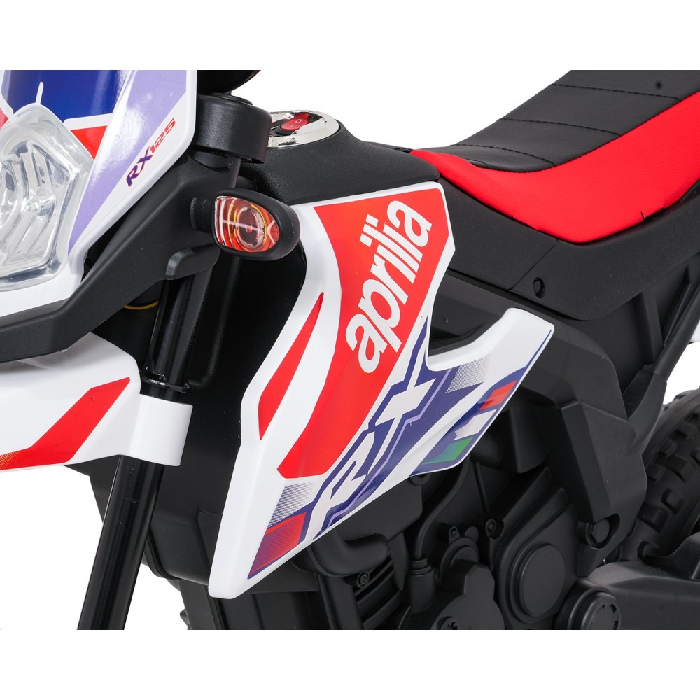 JOKO Elektrická Motorka Aprilia RX, kožené sedadlo, penové kolesá, biela