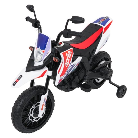 JOKO Elektrická Motorka Aprilia RX, kožené sedadlo, penové kolesá, biela