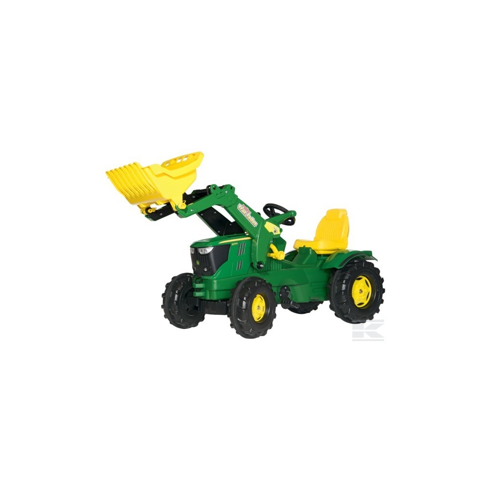 Rolly Toys, Šľapací traktor John Deere 6210R + predný nakladač, plastové kolesá, od 3 do 8 rokov