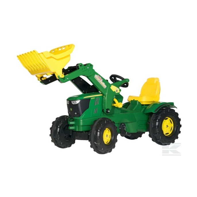 Rolly Toys, Šľapací traktor John Deere 6210R + predný nakladač, plastové kolesá, od 3 do 8 rokov