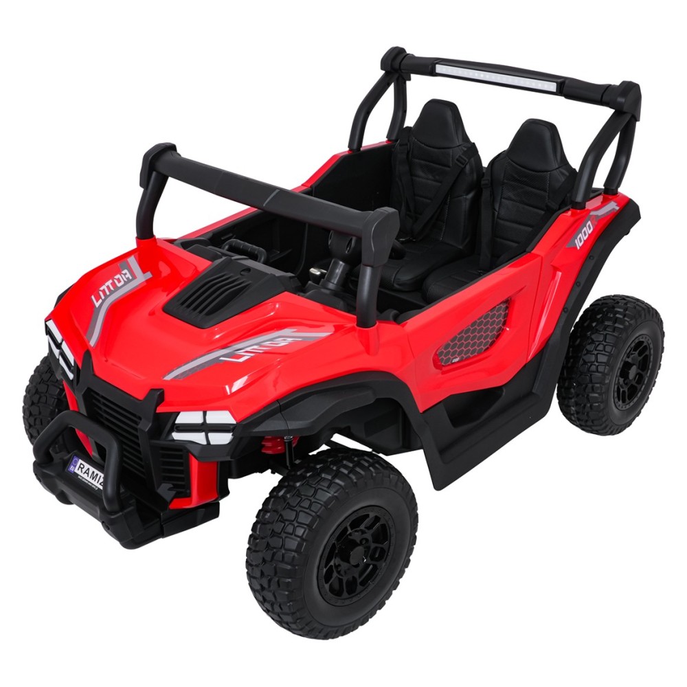 JOKO Elekrické autíčko Gravity Buggy 4x80W, penové kolesá, kožené sedadlo, FM rádio, červené