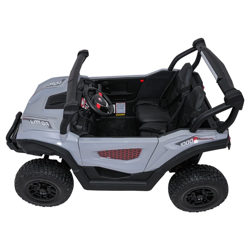 JOKO Elekrické autíčko Gravity Buggy 4x80W, penové kolesá, kožené sedadlo, FM rádio, sivé