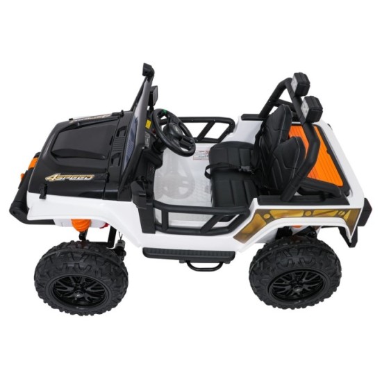 JOKO Elektrické autíčko Jeep Monster 4x200W, penové kolesá, kožené sedadlo, nosnosť 50kg, sedadlo pre Rodiča, biele