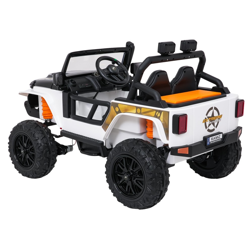 JOKO Elektrické autíčko Jeep Monster 4x200W, penové kolesá, kožené sedadlo, nosnosť 50kg, sedadlo pre Rodiča, biele