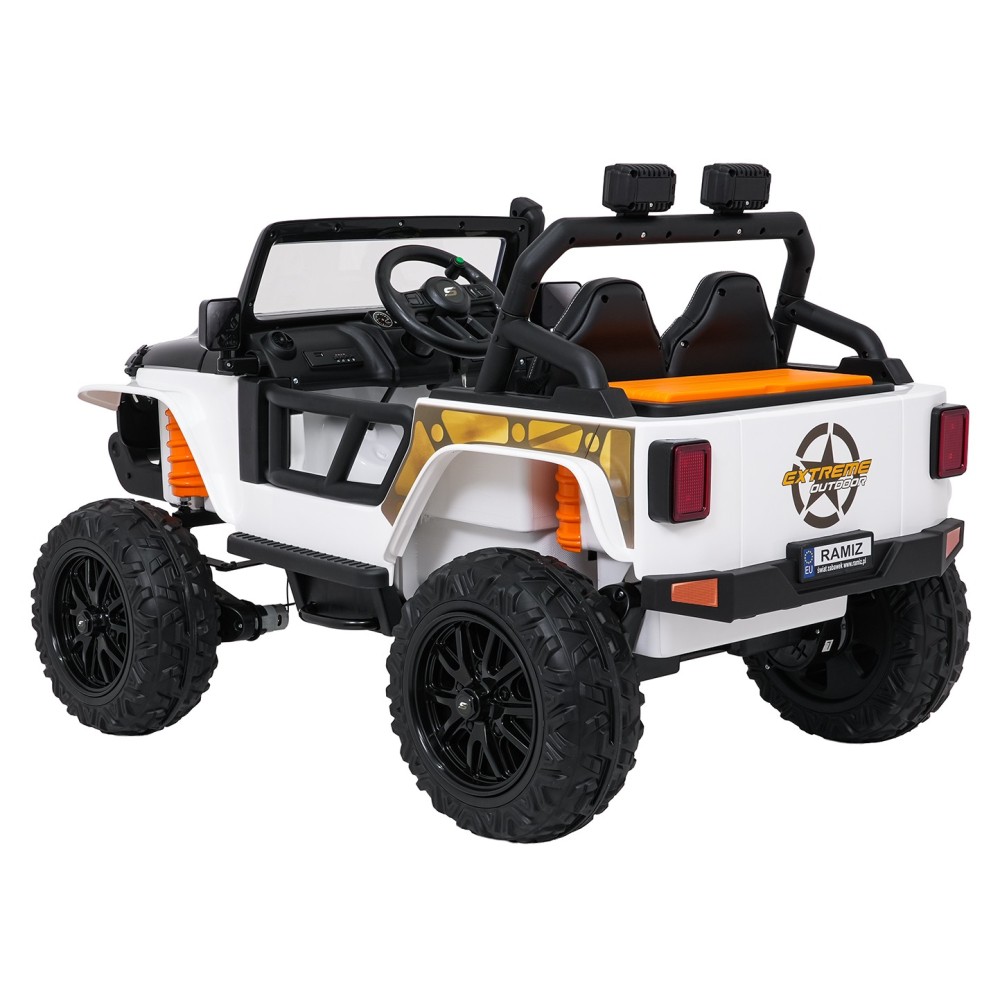 JOKO Elektrické autíčko Jeep Monster 4x200W, penové kolesá, kožené sedadlo, nosnosť 50kg, sedadlo pre Rodiča, biele
