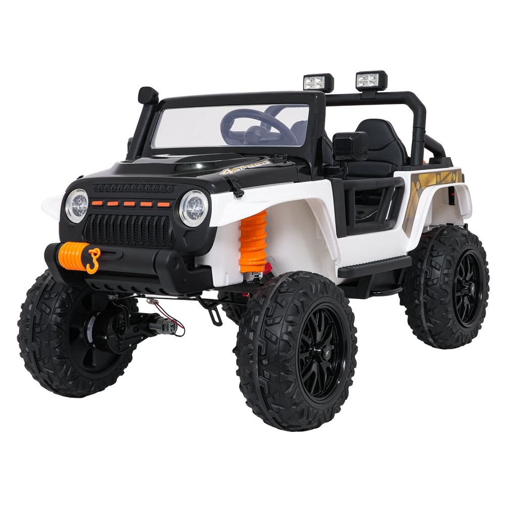 JOKO Elektrické autíčko Jeep Monster 4x200W, penové kolesá, kožené sedadlo, nosnosť 50kg, sedadlo pre Rodiča, biele