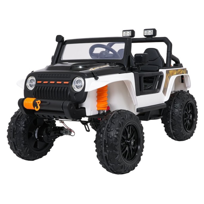 JOKO Elektrické autíčko Jeep Monster 4x200W, penové kolesá, kožené sedadlo, nosnosť 50kg, sedadlo pre Rodiča, biele