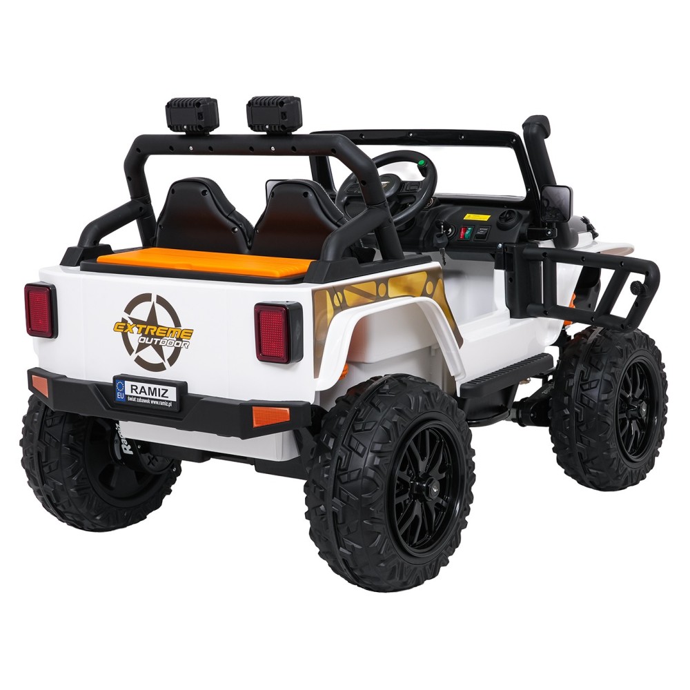 JOKO Elektrické autíčko Jeep Monster 4x200W, penové kolesá, kožené sedadlo, nosnosť 50kg, sedadlo pre Rodiča, biele