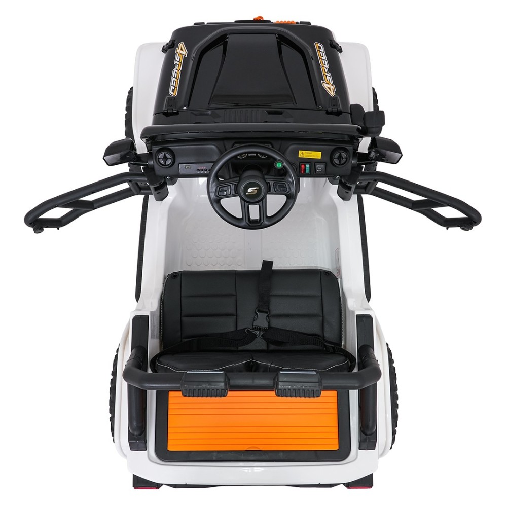 JOKO Elektrické autíčko Jeep Monster 4x200W, penové kolesá, kožené sedadlo, nosnosť 50kg, sedadlo pre Rodiča, biele