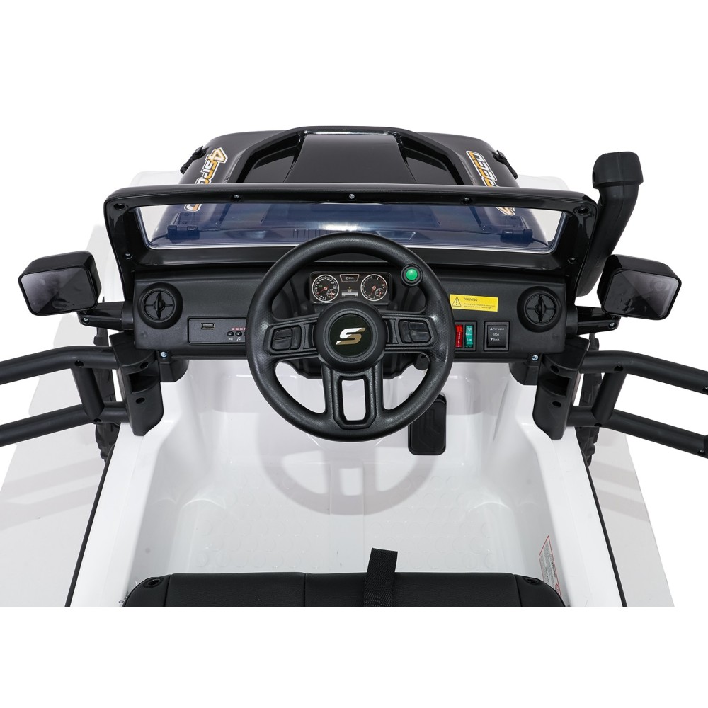 JOKO Elektrické autíčko Jeep Monster 4x200W, penové kolesá, kožené sedadlo, nosnosť 50kg, sedadlo pre Rodiča, biele