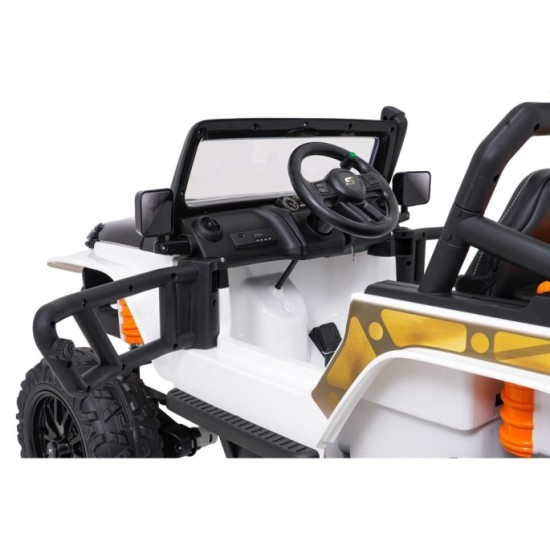 JOKO Elektrické autíčko Jeep Monster 4x200W, penové kolesá, kožené sedadlo, nosnosť 50kg, sedadlo pre Rodiča, biele