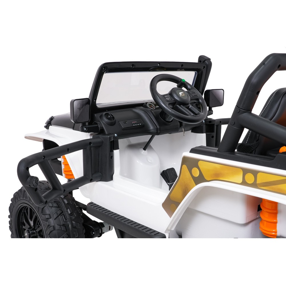 JOKO Elektrické autíčko Jeep Monster 4x200W, penové kolesá, kožené sedadlo, nosnosť 50kg, sedadlo pre Rodiča, biele