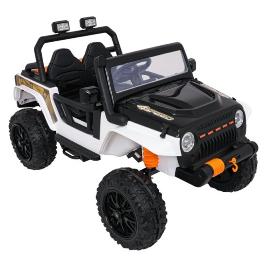 JOKO Elektrické autíčko Jeep Monster 4x200W, penové kolesá, kožené sedadlo, nosnosť 50kg, sedadlo pre Rodiča, biele