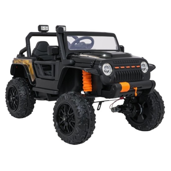 JOKO Elektrické autíčko Jeep Monster 4x200W, penové kolesá, kožené sedadlo, nosnosť 50kg, sedadlo pre Rodiča, čierne