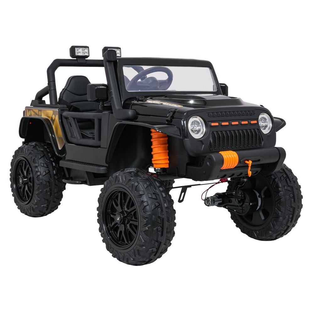 JOKO Elektrické autíčko Jeep Monster 4x200W, penové kolesá, kožené sedadlo, nosnosť 50kg, sedadlo pre Rodiča, čierne
