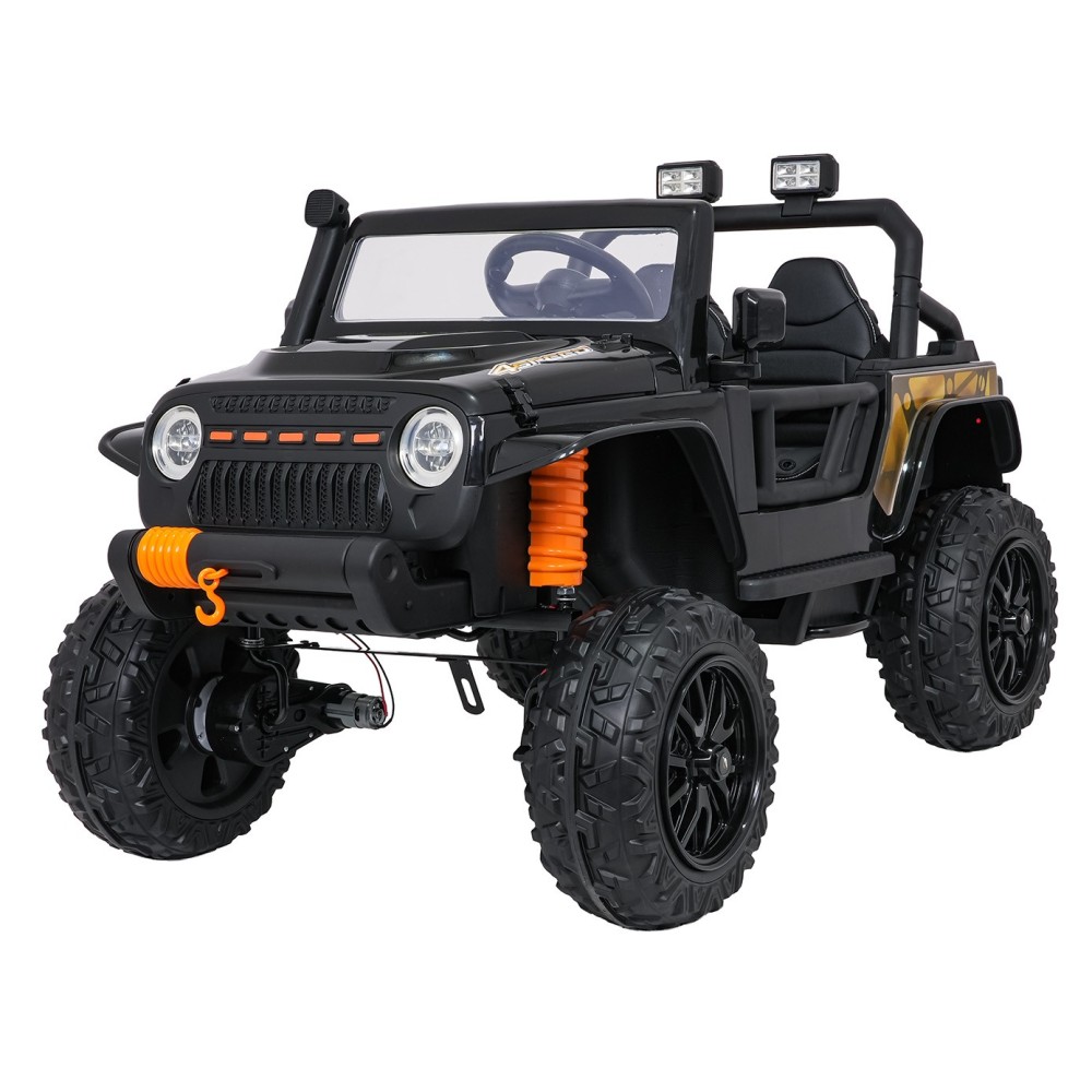 JOKO Elektrické autíčko Jeep Monster 4x200W, penové kolesá, kožené sedadlo, nosnosť 50kg, sedadlo pre Rodiča, čierne