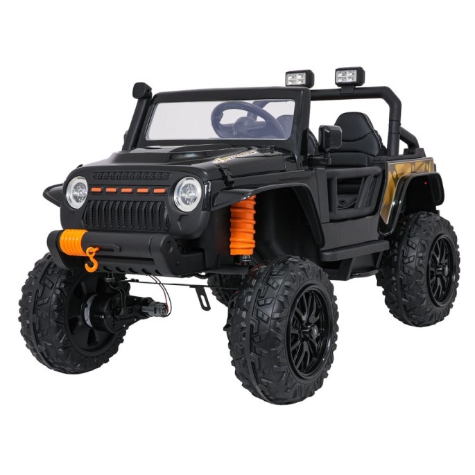 JOKO Elektrické autíčko Jeep Monster 4x200W, penové kolesá, kožené sedadlo, nosnosť 50kg, sedadlo pre Rodiča, čierne