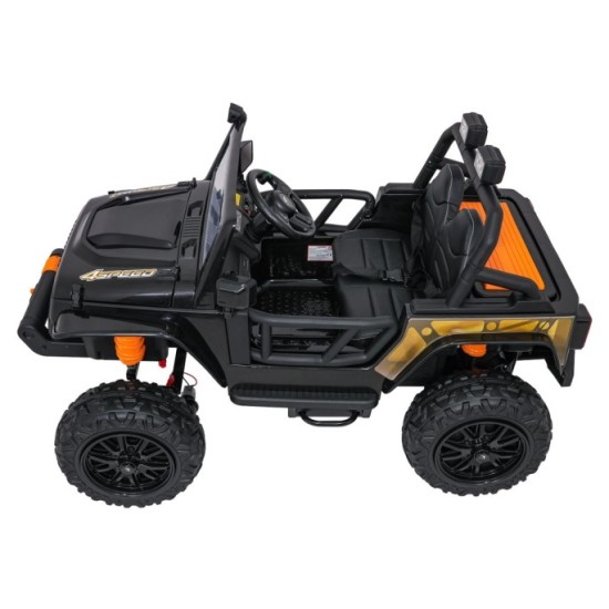 JOKO Elektrické autíčko Jeep Monster 4x200W, penové kolesá, kožené sedadlo, nosnosť 50kg, sedadlo pre Rodiča, čierne