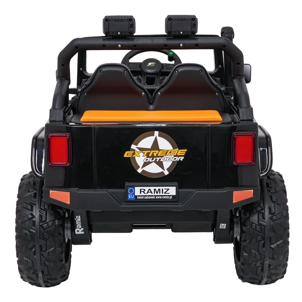 JOKO Elektrické autíčko Jeep Monster 4x200W, penové kolesá, kožené sedadlo, nosnosť 50kg, sedadlo pre Rodiča, čierne