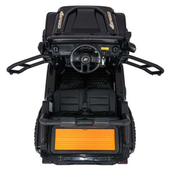JOKO Elektrické autíčko Jeep Monster 4x200W, penové kolesá, kožené sedadlo, nosnosť 50kg, sedadlo pre Rodiča, čierne