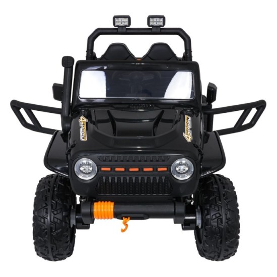 JOKO Elektrické autíčko Jeep Monster 4x200W, penové kolesá, kožené sedadlo, nosnosť 50kg, sedadlo pre Rodiča, čierne