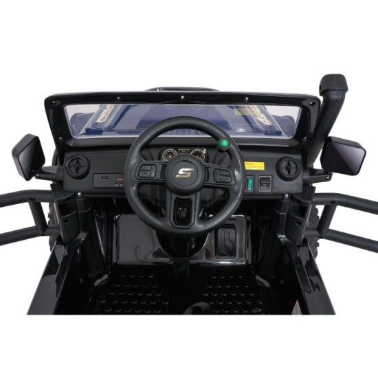 JOKO Elektrické autíčko Jeep Monster 4x200W, penové kolesá, kožené sedadlo, nosnosť 50kg, sedadlo pre Rodiča, čierne