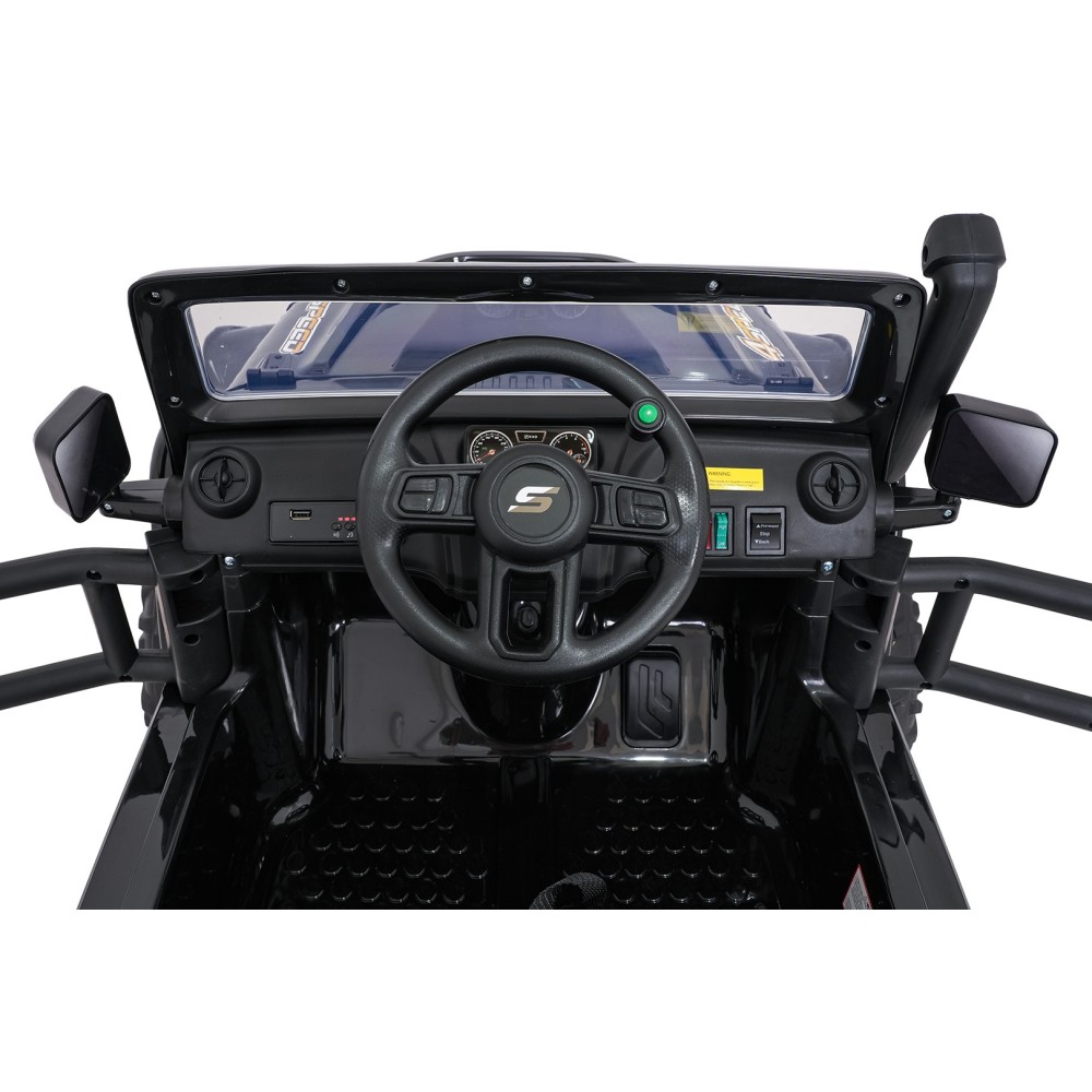 JOKO Elektrické autíčko Jeep Monster 4x200W, penové kolesá, kožené sedadlo, nosnosť 50kg, sedadlo pre Rodiča, čierne