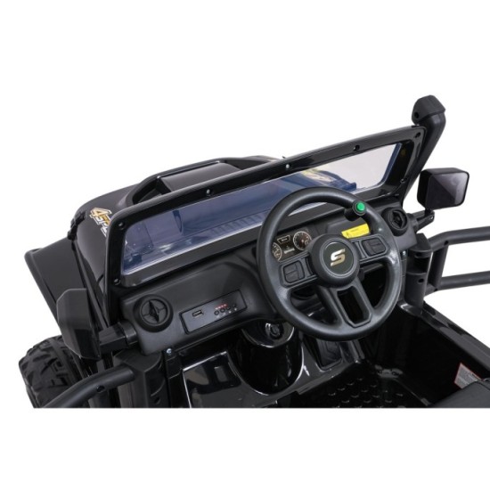 JOKO Elektrické autíčko Jeep Monster 4x200W, penové kolesá, kožené sedadlo, nosnosť 50kg, sedadlo pre Rodiča, čierne
