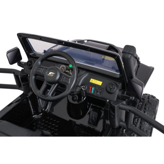 JOKO Elektrické autíčko Jeep Monster 4x200W, penové kolesá, kožené sedadlo, nosnosť 50kg, sedadlo pre Rodiča, čierne