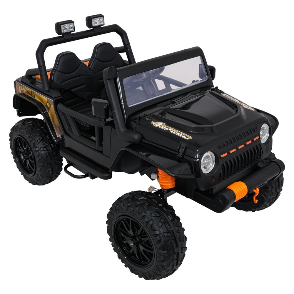 JOKO Elektrické autíčko Jeep Monster 4x200W, penové kolesá, kožené sedadlo, nosnosť 50kg, sedadlo pre Rodiča, čierne