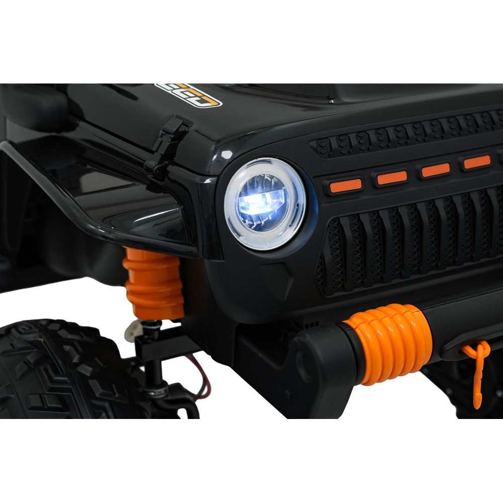 JOKO Elektrické autíčko Jeep Monster 4x200W, penové kolesá, kožené sedadlo, nosnosť 50kg, sedadlo pre Rodiča, čierne