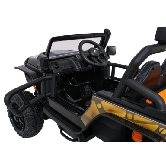 JOKO Elektrické autíčko Jeep Monster 4x200W, penové kolesá, kožené sedadlo, nosnosť 50kg, sedadlo pre Rodiča, čierne