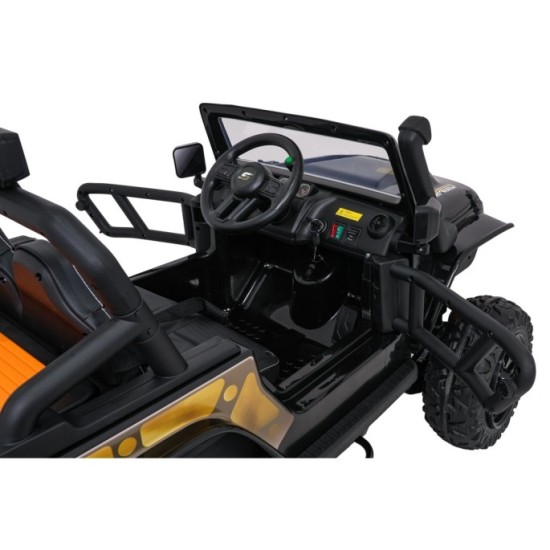 JOKO Elektrické autíčko Jeep Monster 4x200W, penové kolesá, kožené sedadlo, nosnosť 50kg, sedadlo pre Rodiča, čierne