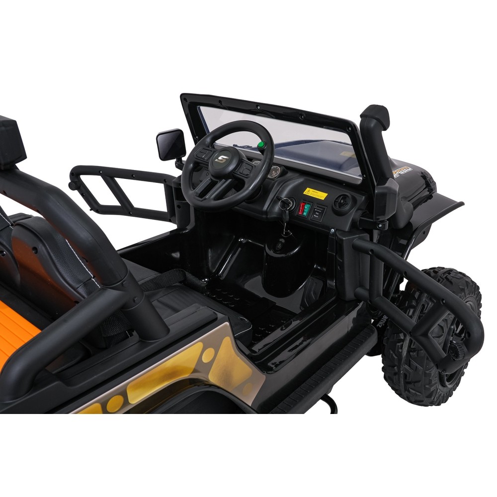 JOKO Elektrické autíčko Jeep Monster 4x200W, penové kolesá, kožené sedadlo, nosnosť 50kg, sedadlo pre Rodiča, čierne