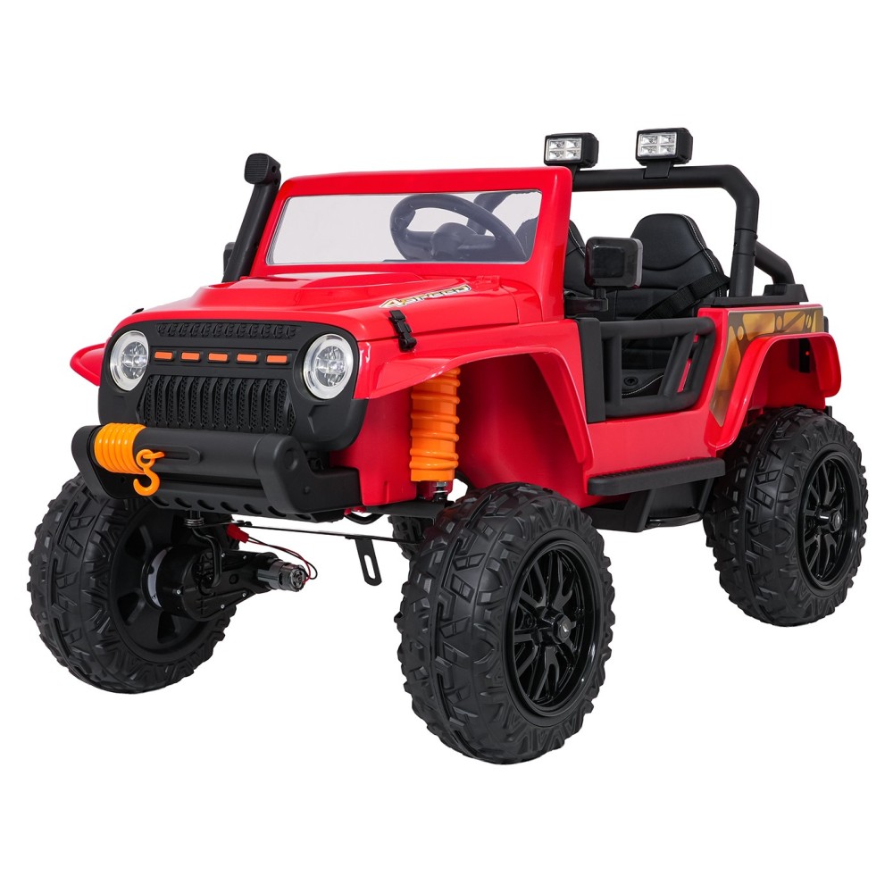 JOKO Elektrické autíčko Jeep Monster 4x200W, penové kolesá, kožené sedadlo, nosnosť 50kg, sedadlo pre Rodiča, čevené