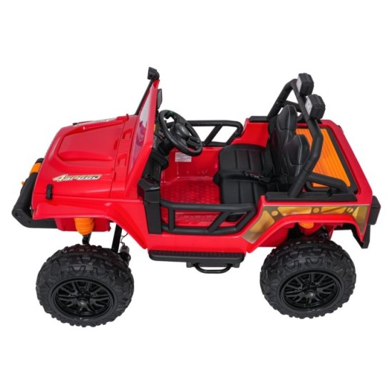 JOKO Elektrické autíčko Jeep Monster 4x200W, penové kolesá, kožené sedadlo, nosnosť 50kg, sedadlo pre Rodiča, čevené