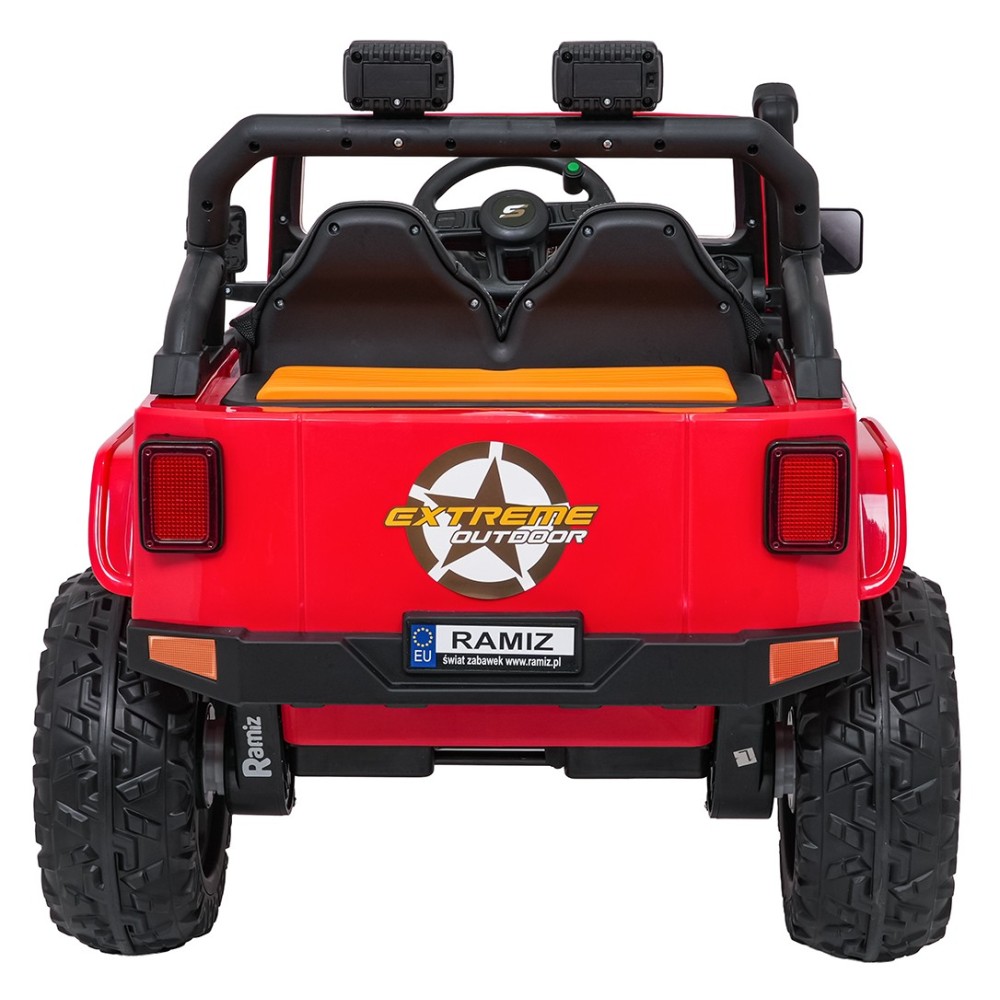 JOKO Elektrické autíčko Jeep Monster 4x200W, penové kolesá, kožené sedadlo, nosnosť 50kg, sedadlo pre Rodiča, čevené
