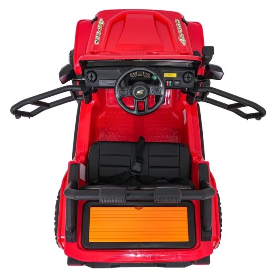 JOKO Elektrické autíčko Jeep Monster 4x200W, penové kolesá, kožené sedadlo, nosnosť 50kg, sedadlo pre Rodiča, čevené