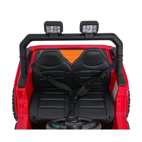 JOKO Elektrické autíčko Jeep Monster 4x200W, penové kolesá, kožené sedadlo, nosnosť 50kg, sedadlo pre Rodiča, čevené