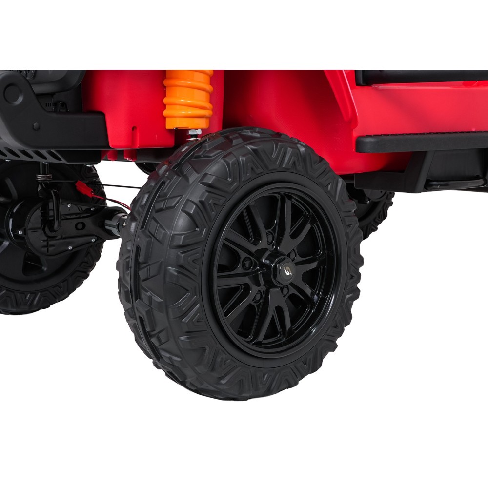 JOKO Elektrické autíčko Jeep Monster 4x200W, penové kolesá, kožené sedadlo, nosnosť 50kg, sedadlo pre Rodiča, čevené