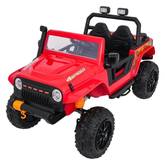 JOKO Elektrické autíčko Jeep Monster 4x200W, penové kolesá, kožené sedadlo, nosnosť 50kg, sedadlo pre Rodiča, čevené