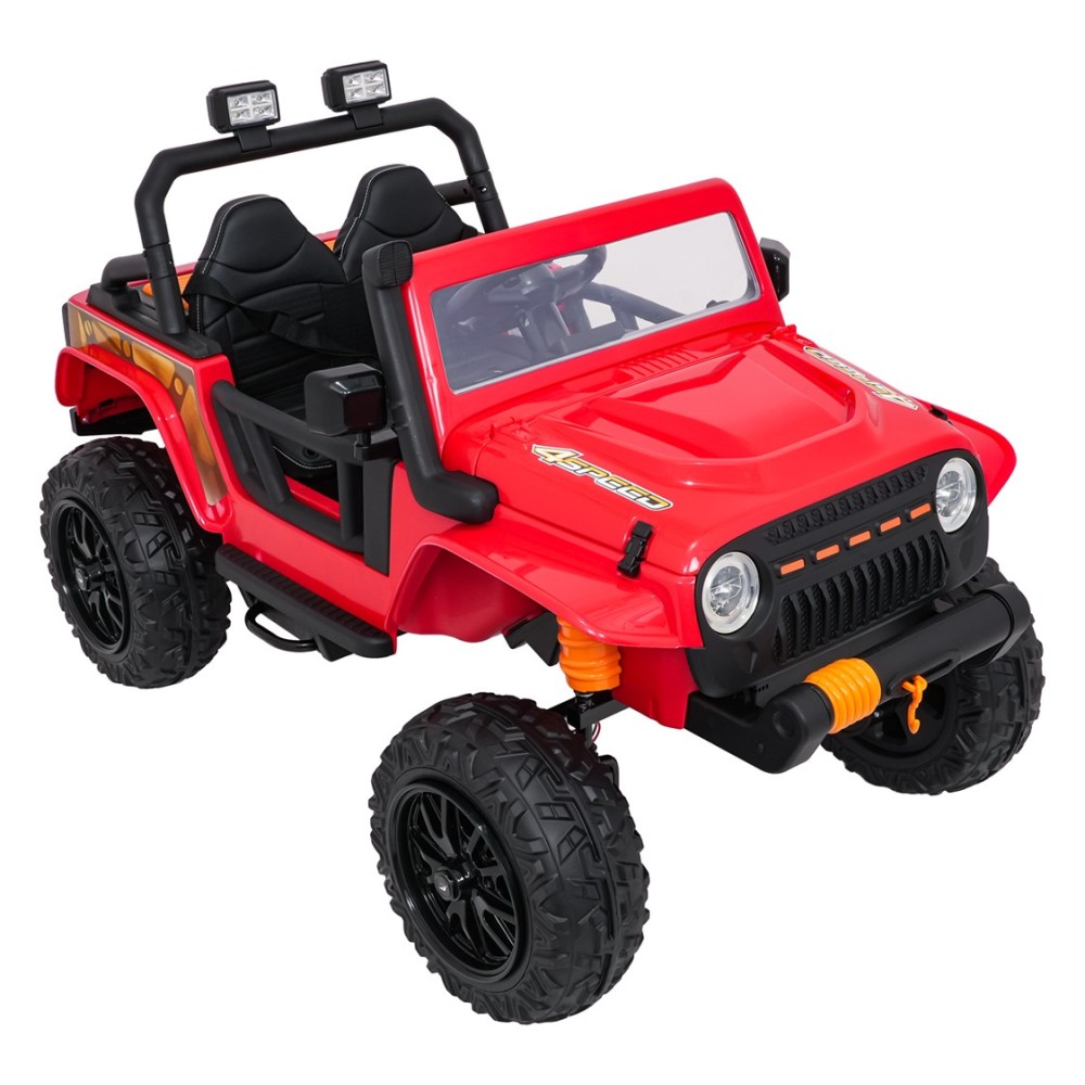 JOKO Elektrické autíčko Jeep Monster 4x200W, penové kolesá, kožené sedadlo, nosnosť 50kg, sedadlo pre Rodiča, čevené